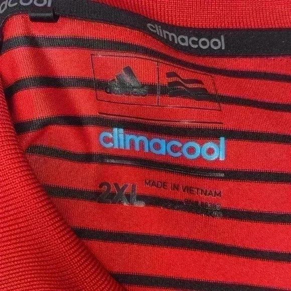 Adidas Men's Clima Cool Red With Black Stripes Polo Size 2xl - Picture 4 of 5